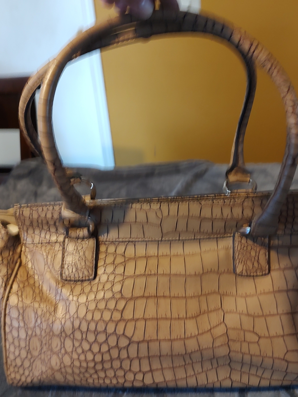 G by Guess Croc-Embossed Satchel in Taupe/Brown - Picture 4 of 5